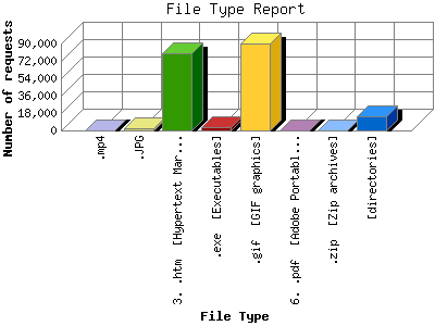 File Type Report: Number of requests by File Type.